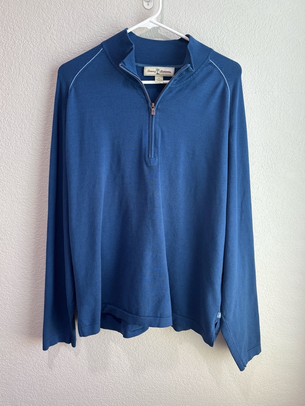 Men’s Tommy Bahama Silk Blend Blue Quarter Zip Sweater Size XL